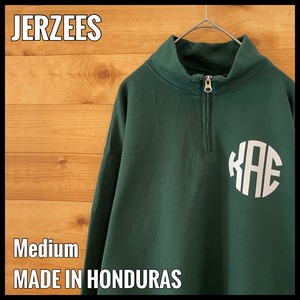 【JERZEES】ハーフジップ スウェット KAE ワンポイントロゴ M プルオーバー US古着