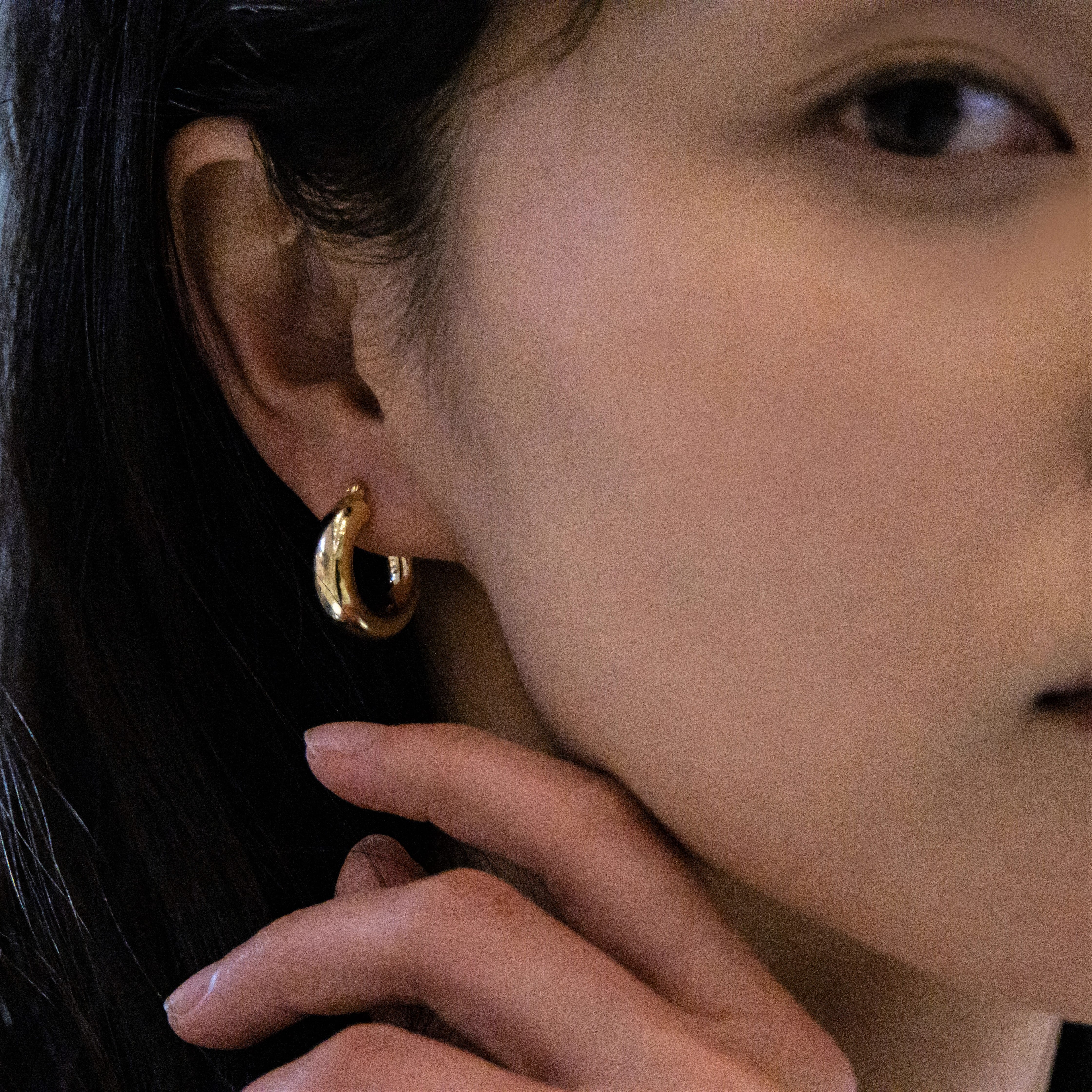 【hoof/ivory】L'INDO CHINEUR / Plaque brass hoop ピアス