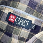 90s リネン混 CHAPS チャップス チェック BD ボタンダウン 半袖シャツ LL/メンズ ビンテージ