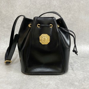 Yves Saint Laurent サンローラン 巾着ショルダーバッグ レザー ブラック