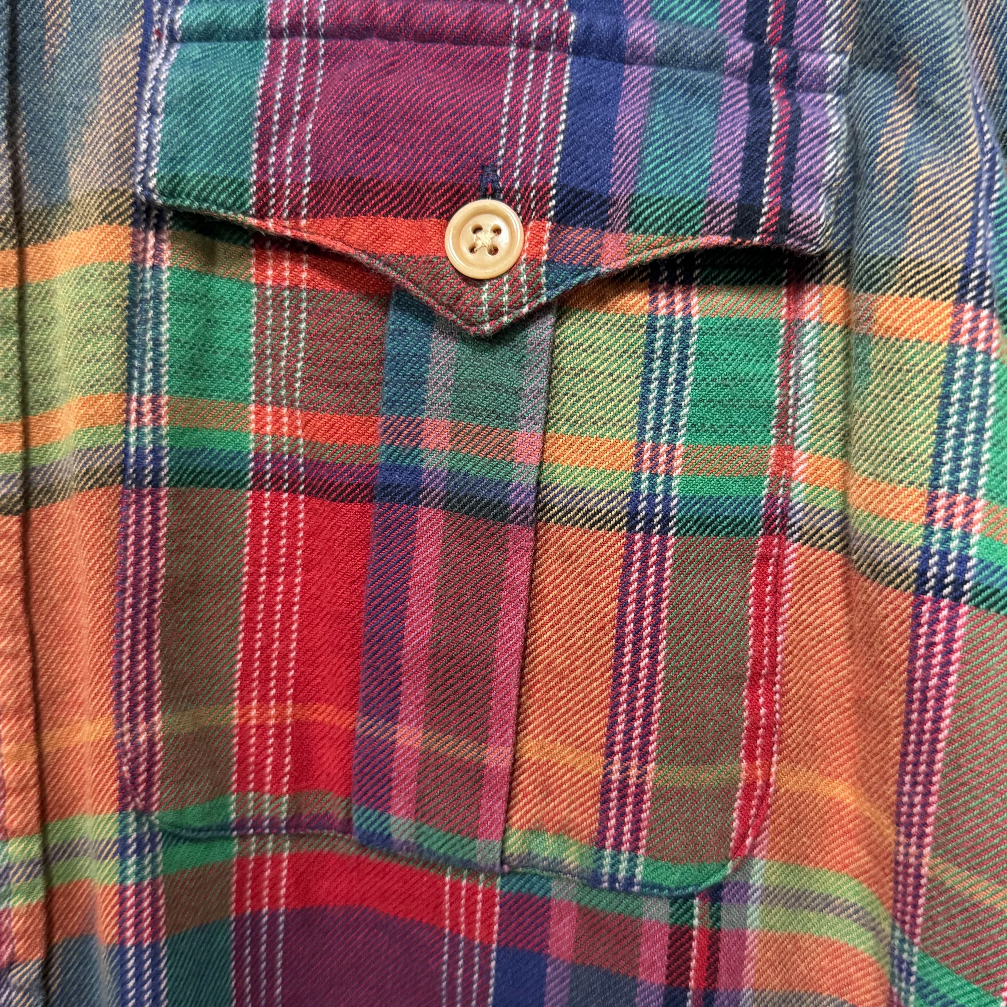 90s Polo by Ralph lauren チェックシャツ ネイティブ柄 レッド L