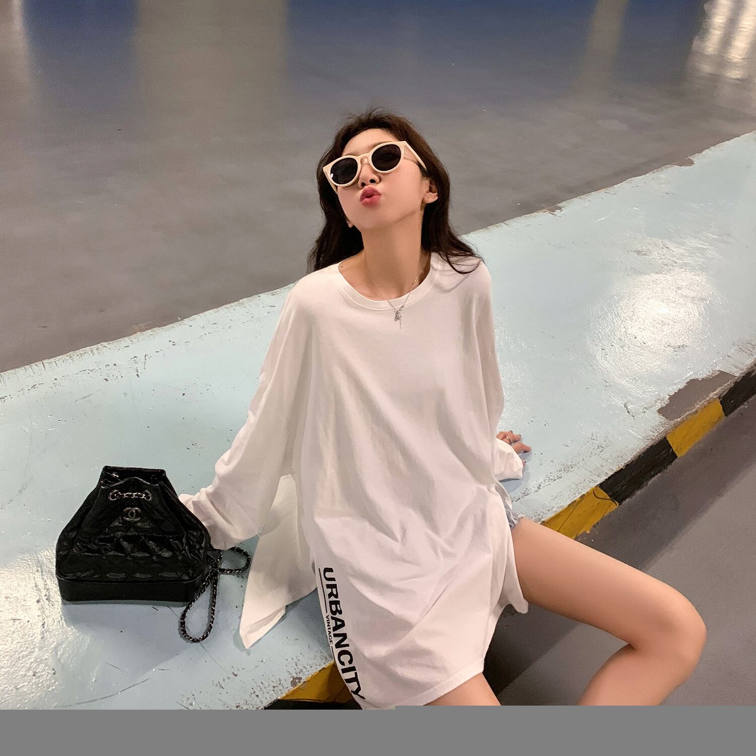 サマーホワイトTシャツ レディースルーズトップス ロング 夏物 6Du_Shop_Women58561601843