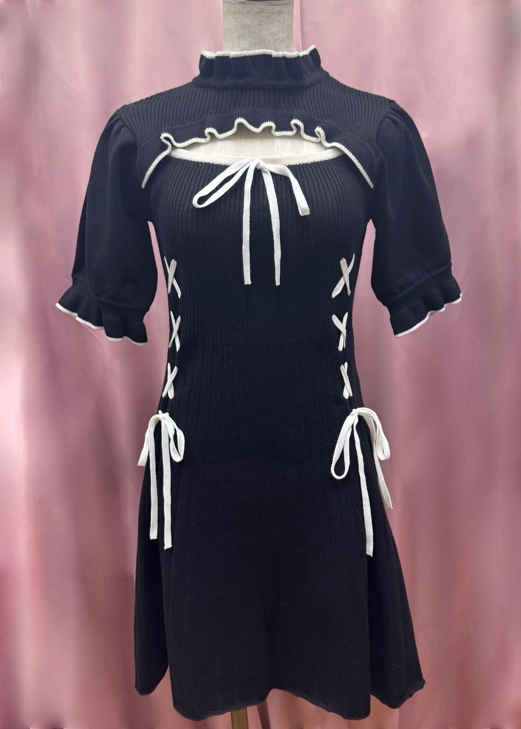 マノントーキョー Décolleté Knit Mini OP ピンク ManonMimie】Décolleté Knit Mini OP | Manon Tokyo