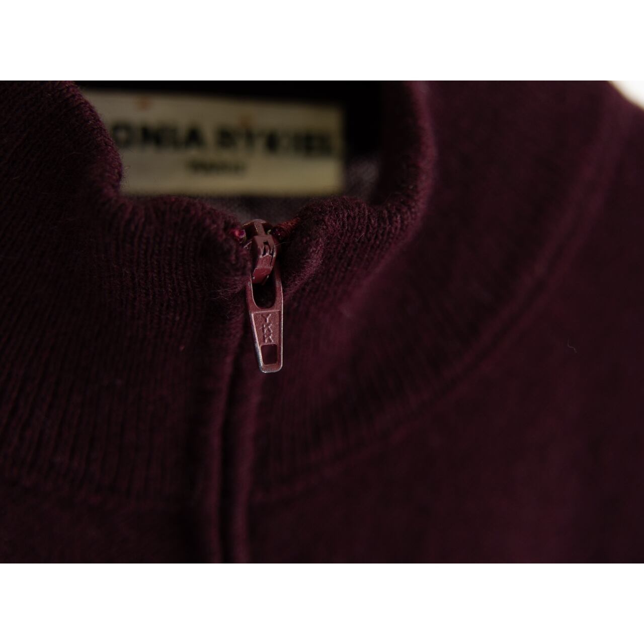 SONIA RYKIEL】Made in Italy Wool-Angora Half Zip Knit Pullover
