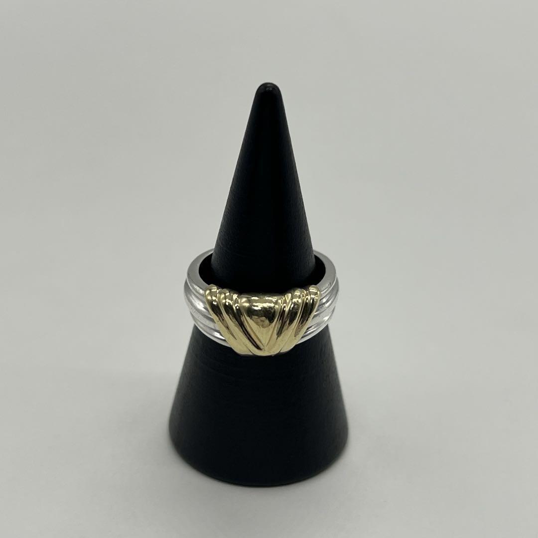 ティファニー TIFFANY グルーブド シグネチャー リング 9号 コンビ