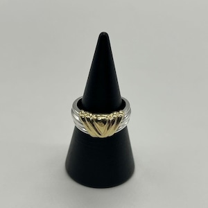 ティファニー TIFFANY グルーブド シグネチャー リング 9号 コンビ