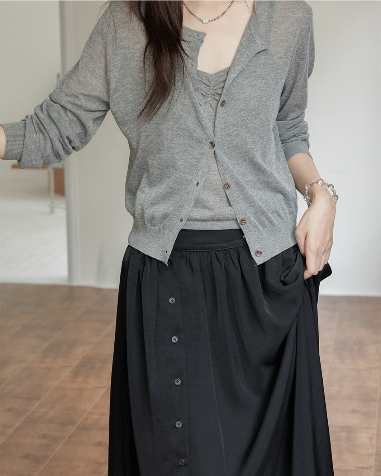 Sheer cardigan & camisole  L0021