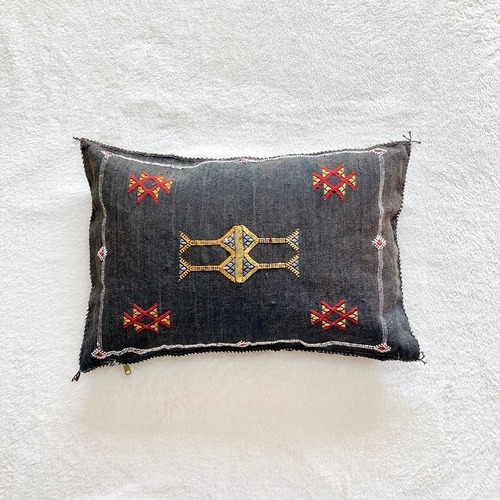 cactus silk cushion cover /  モロッコ カクタスシルク クッションカバー black