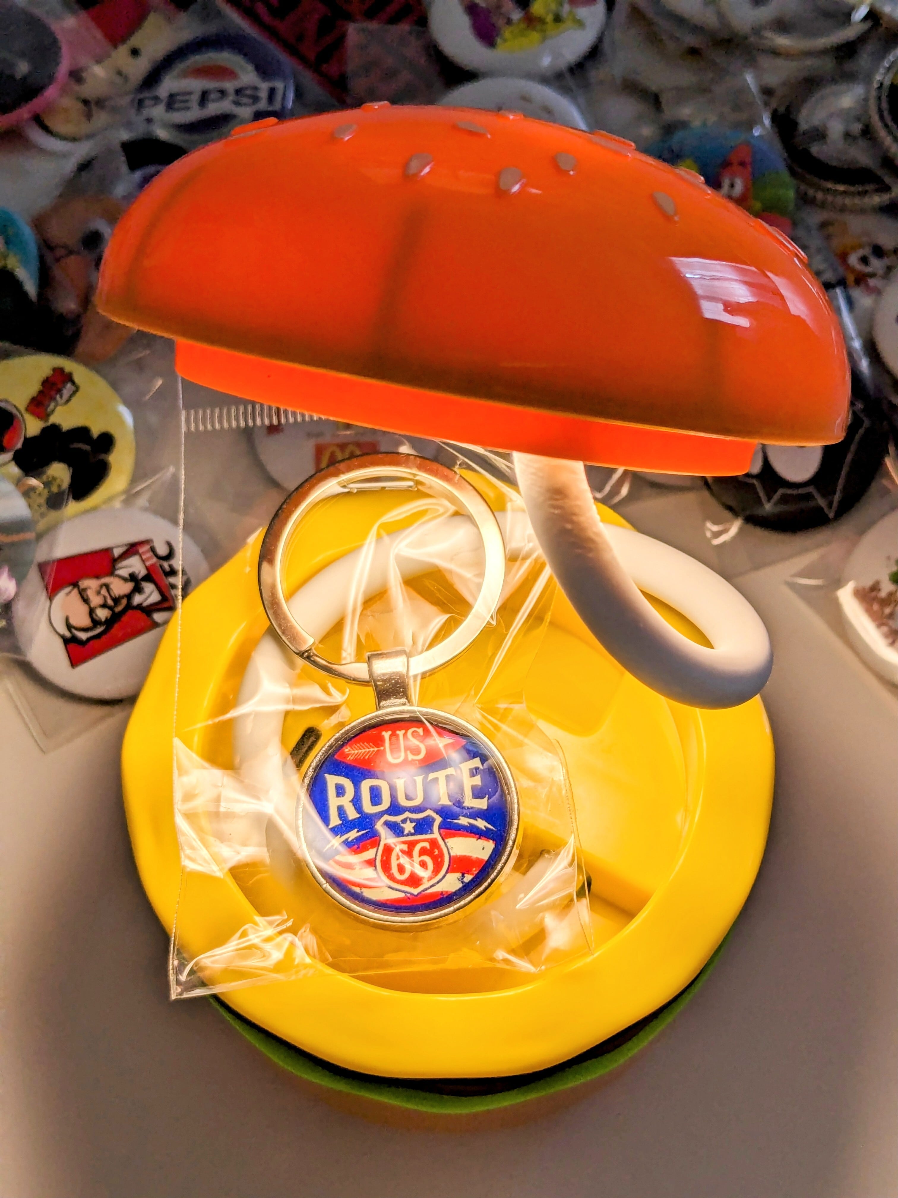 【★Route66キーホルダー★  ガラス加工風】〚アメリカン雑貨 アメトイ〛
