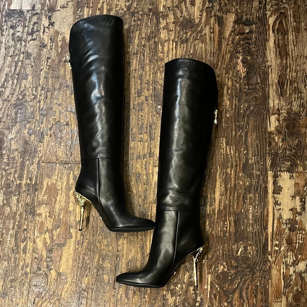 VERSACE ヴェルサーチェ レザーヒールブーツ 箱付き SIZE 36 【代官山