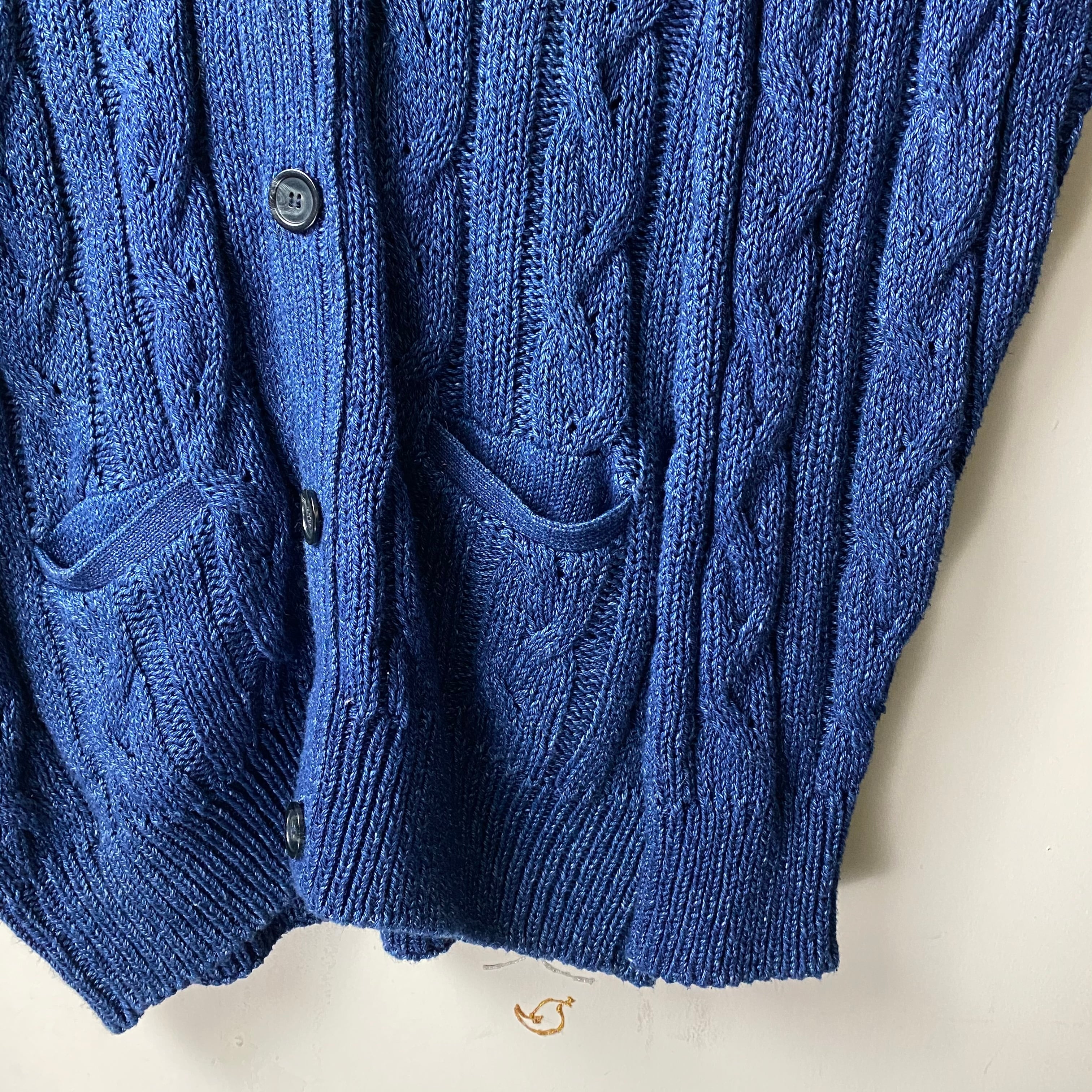 old MICHAEL ROSS indigo cotton cable knit cardigan | NOIR ONLINE