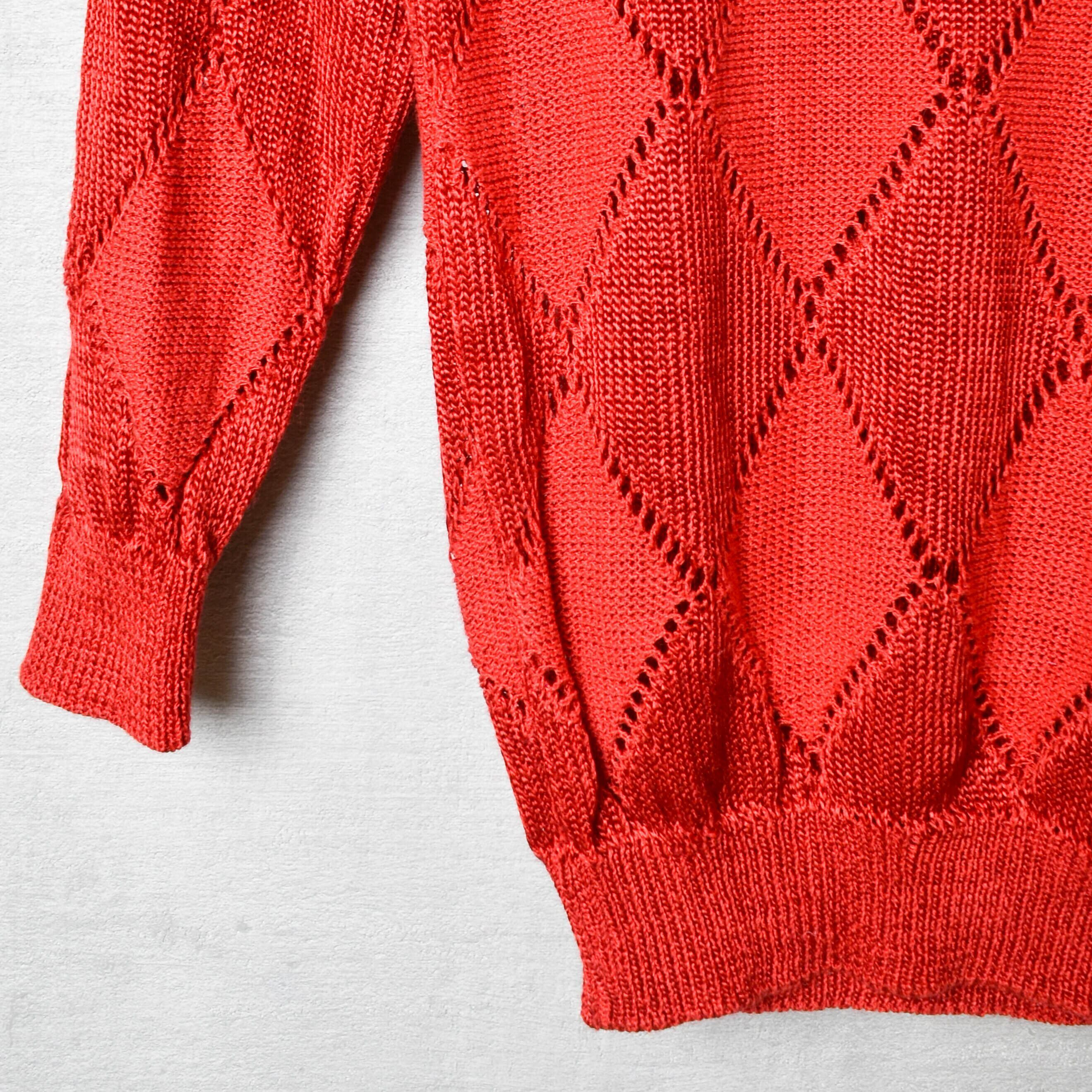 [USED] made in ITALY argyle cotton knit red
