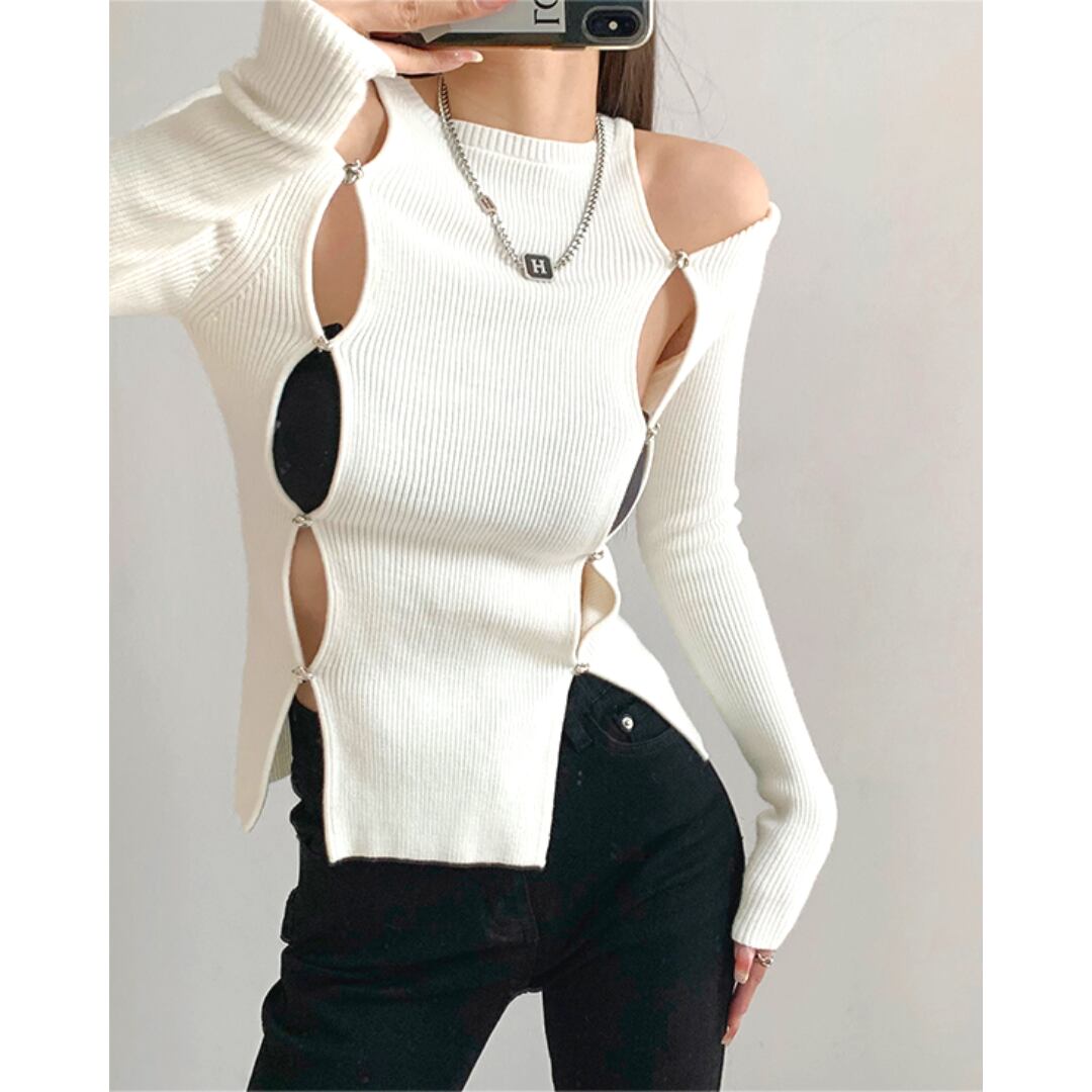 2way off shoulder knit tops/2color 