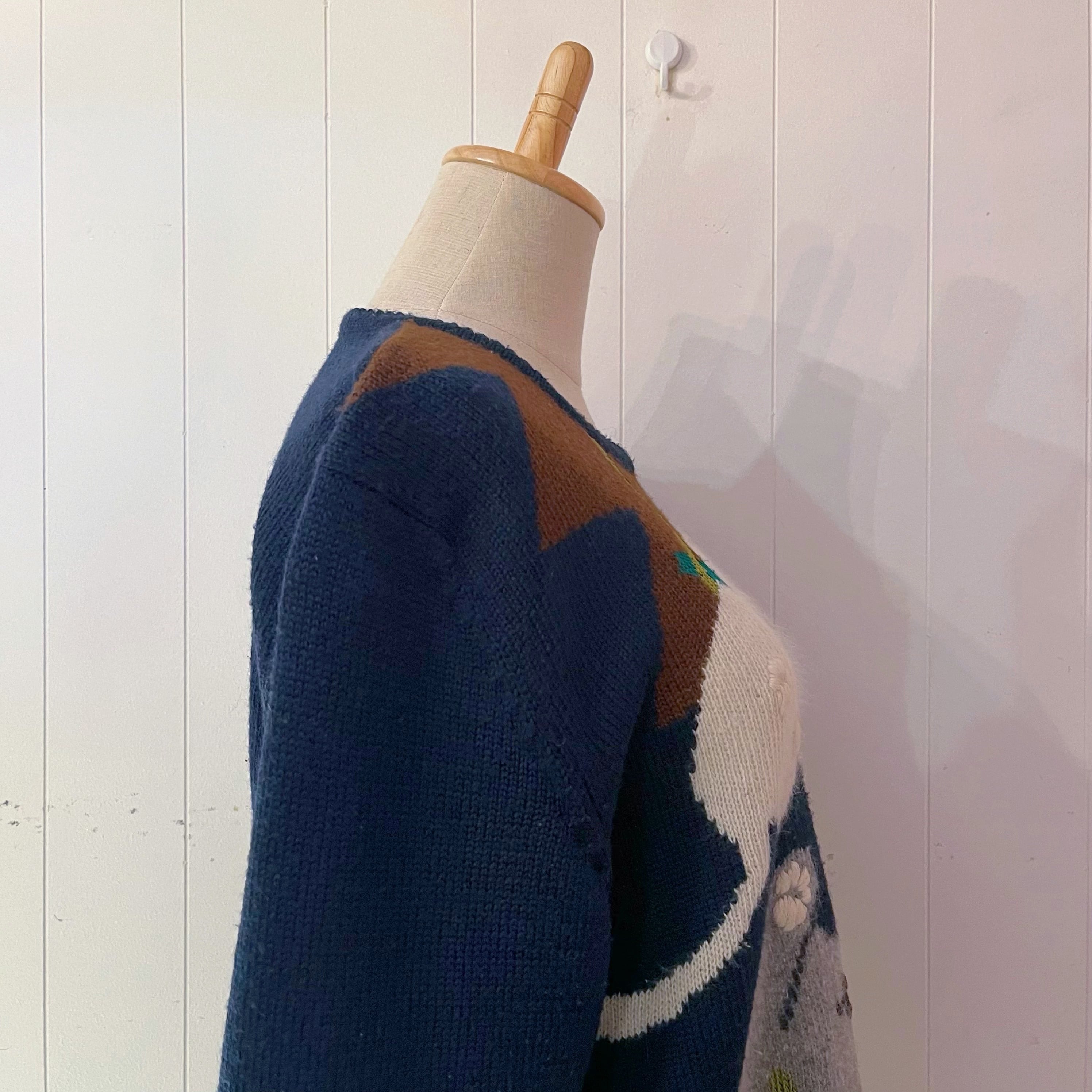 circus cat navy knit sweater