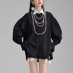 Puff sleeve pearl embellished shirt (ME168)