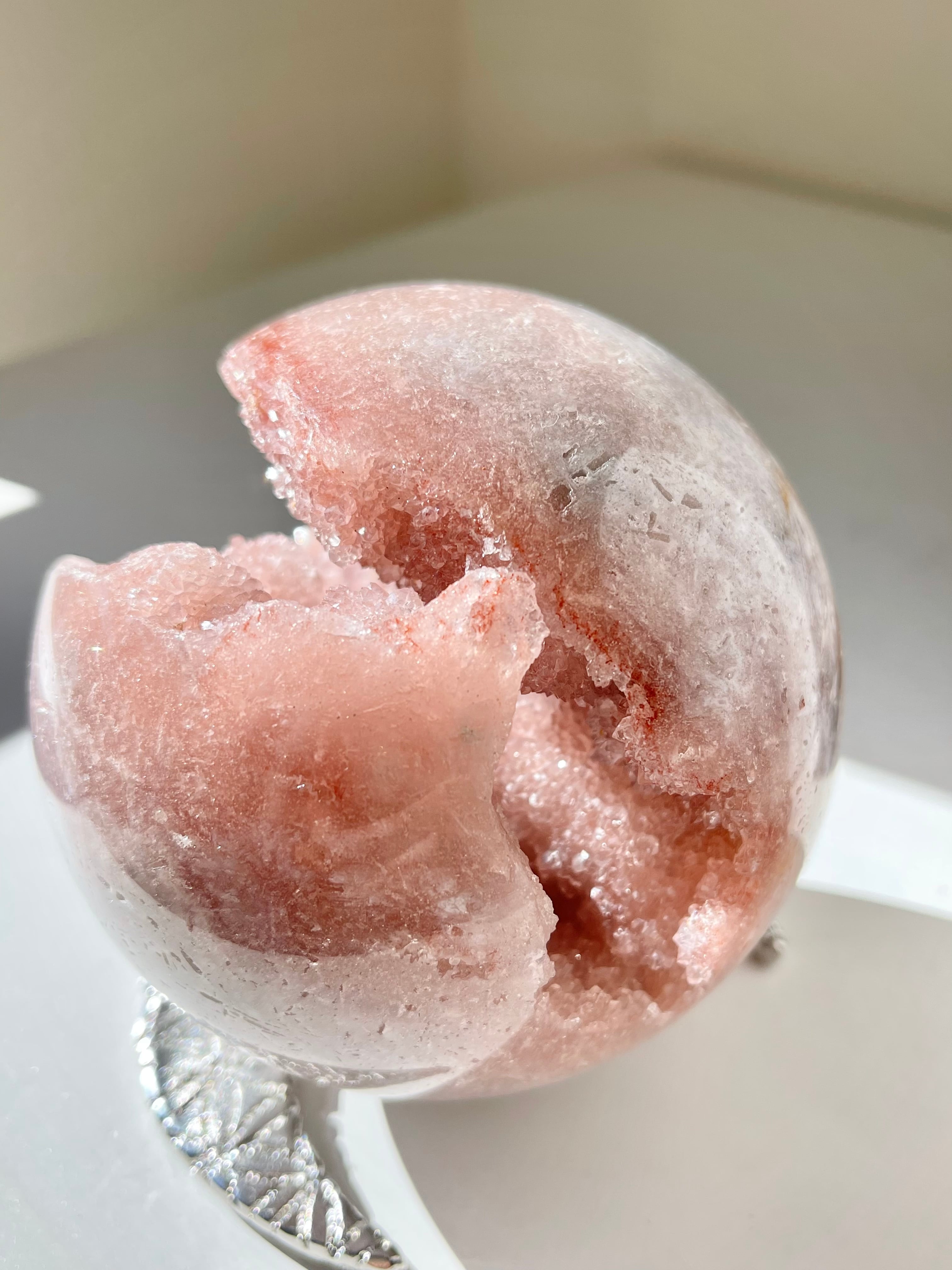 ピンクアメジスト笑口スフィア10.5cm/ pink amethyst smiling sphere10.5cm