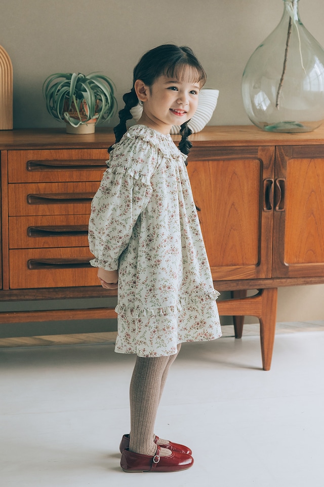 Wフリルギャザーワンピース<Flower>