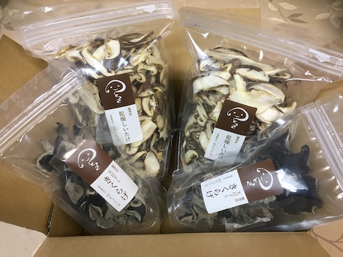 【お買い得　乾燥セット】能登産　乾燥スライス（菌床）50ｇ×2袋、天日干し・肉厚！能登産　乾燥きくらげ（菌床）25ｇ×2袋