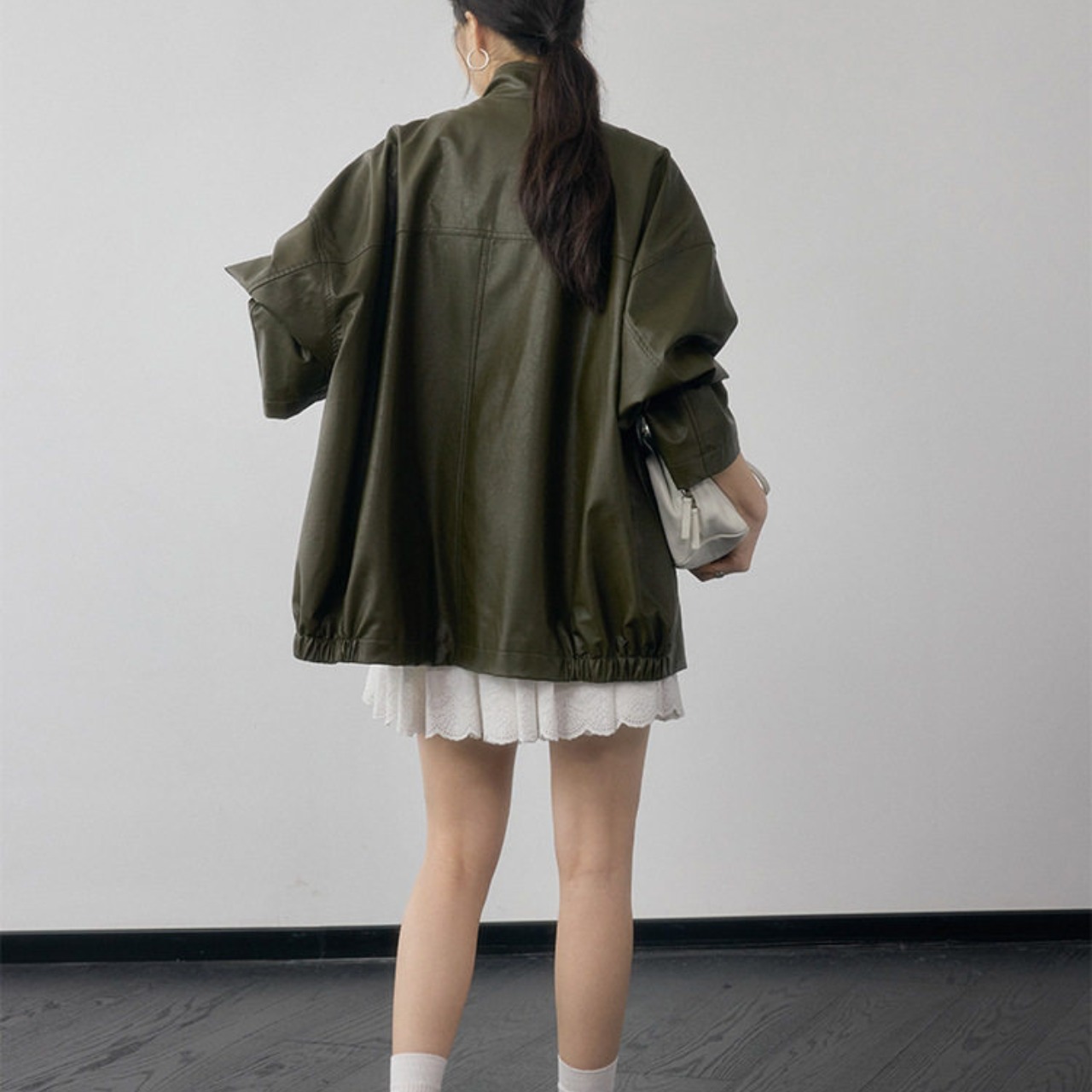 Oversized Leather Jacket T4267