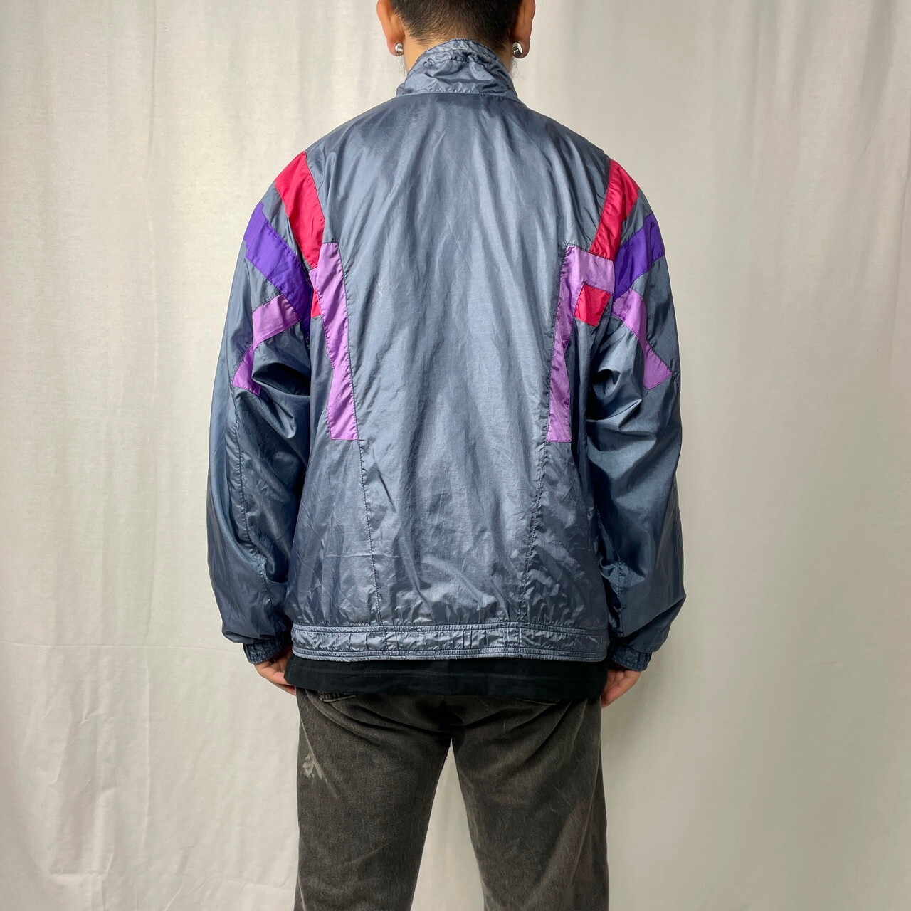 90年代 NIKE ナイキ 銀タグ 切替デザイン ナイロン トラックジャケット 
