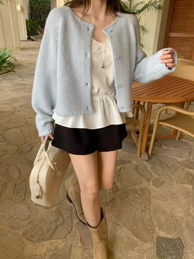 (予約) mellounge / soft round cardigan 3color