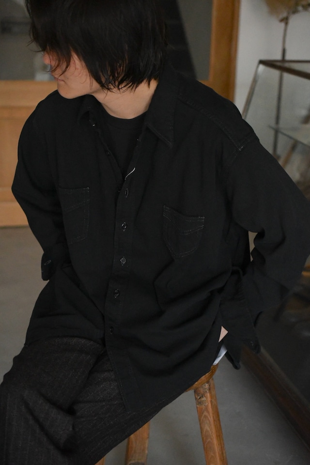 FOUNDOUR / BLACK DYED DENIM SHIRT