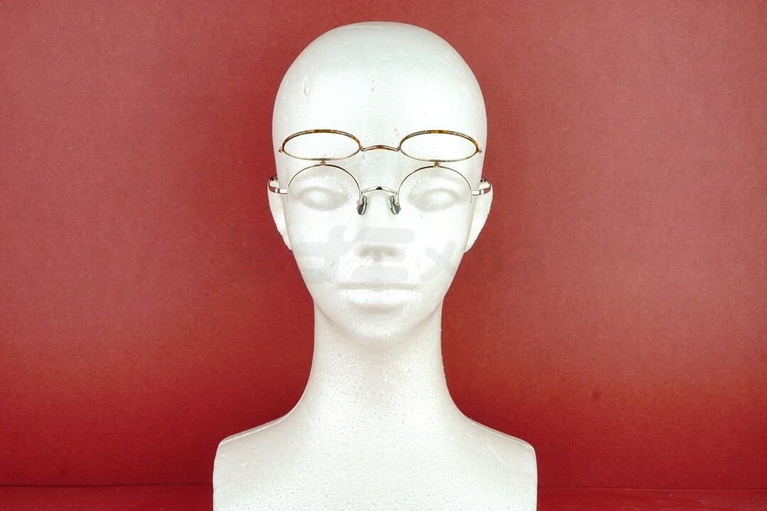 KameManNen 単式 跳ね上げ メガネ KMN-54 GD/HAV ラウンド 丸眼鏡