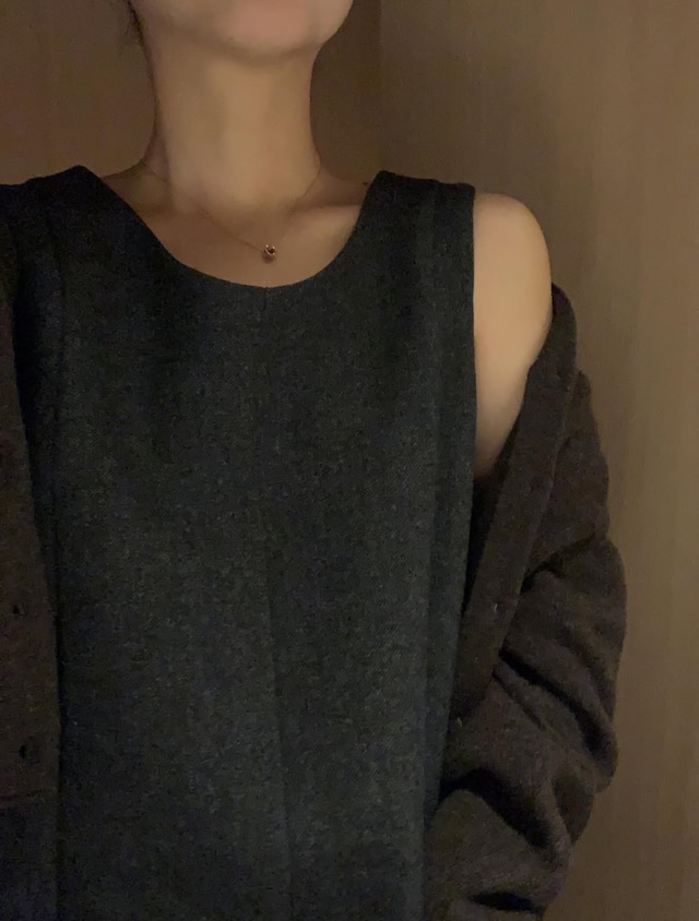 (LITER) merry  wool pocket  onepiece / 2color