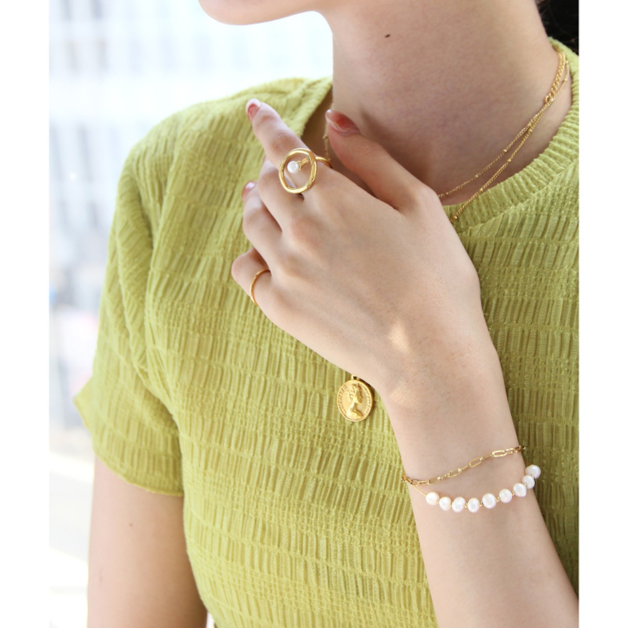 【ネコポス便】ブレスレット 淡水パール極細チェーンブレスレット 華奢 チェーン 金属アレルギー 18K ステンレス つけっぱなし 金アレ対応 レディース ゴールド 淡水パール フォーマル お呼ばれ コンサバ 入学式 卒業式 1861