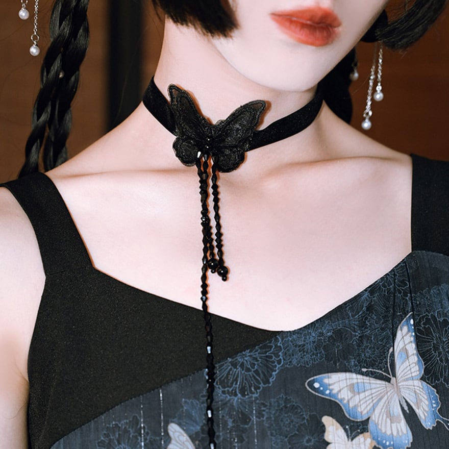 チャイナ風 中華服 古怪舎 チョーカー butterfly 蝶々 中華系ファッション  30代コーデ