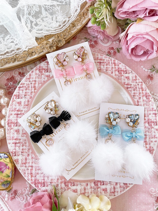 Girly double ribbon mink fur