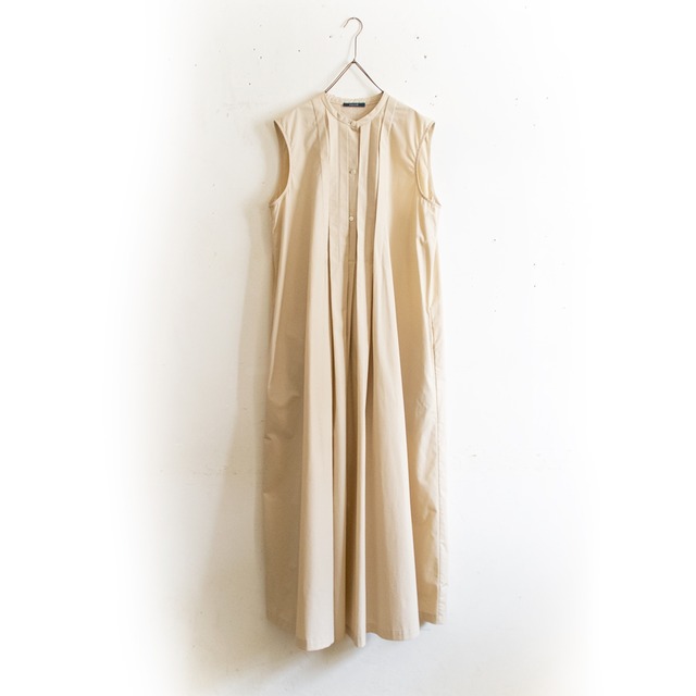 pin tuck sleeveless dress／cotton〈sand beige〉