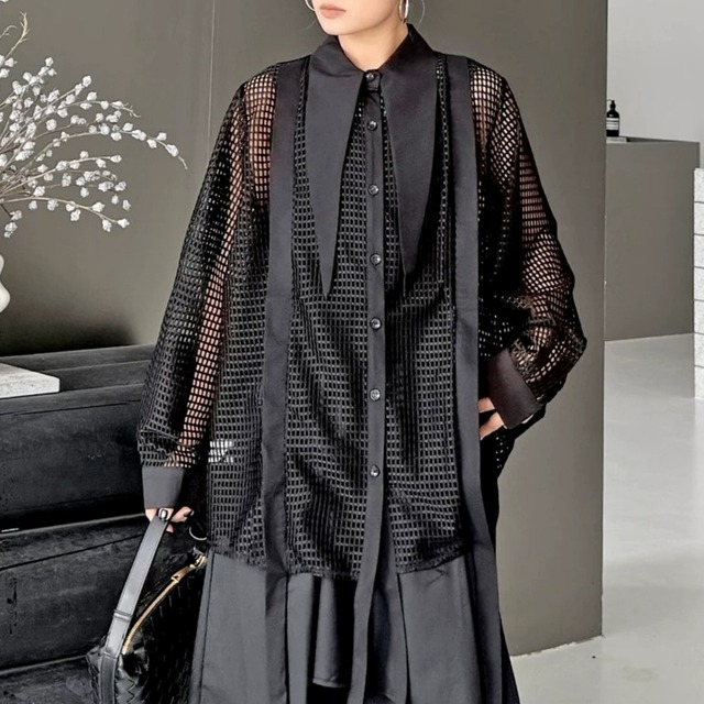 Mesh Oversized Shirt 01424