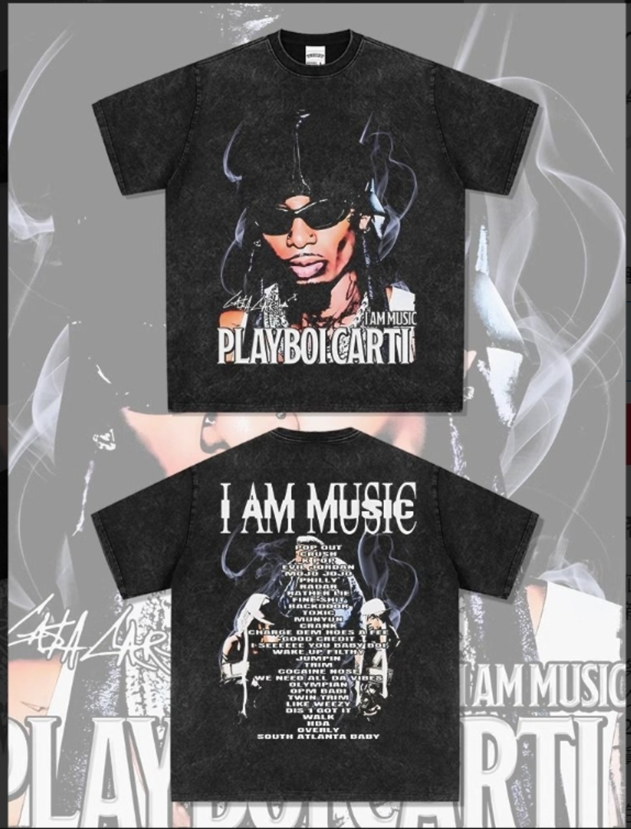 プレイボーイ カルティ Playboi Carti ヴィンテージ加工 両面プリント