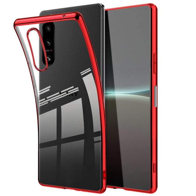 Zabarsii Xperia 5 IV 用 ケース SO-54C SOG09 カバー クリア 透明 スマホケース レッド