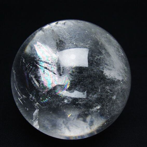 水晶 丸玉 虹入り 60mm スフィア 置物 水晶玉 一点物 151-8767