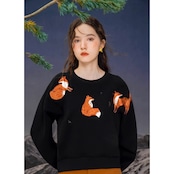 フォックス刺繍ニットセーター C0104