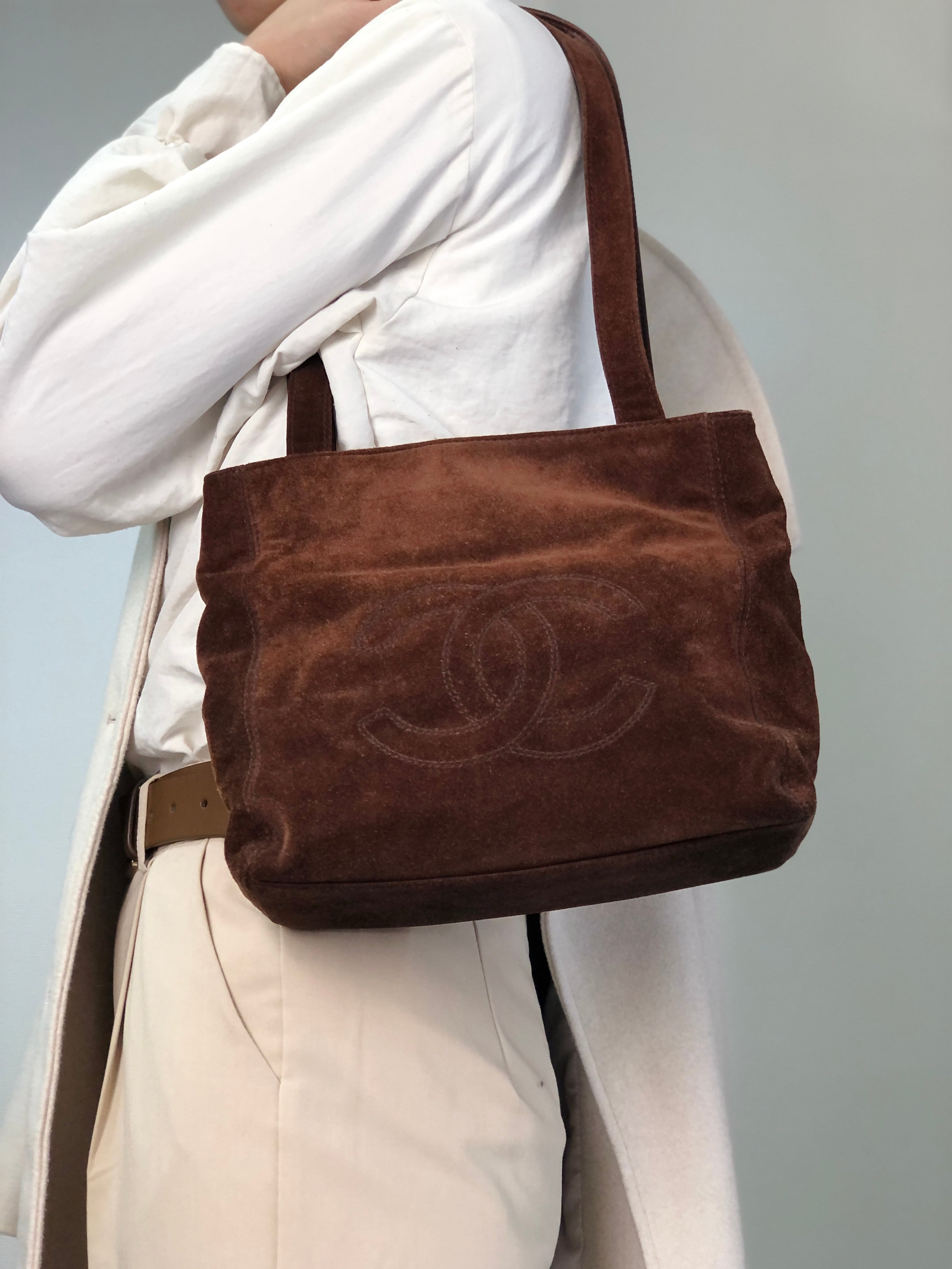 CHANEL シャネル トートバッグ ブラウン ココマーク スウェード