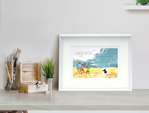 ムーミン 北欧 Postery 「ムーミン谷の夏」送料無料 フレーム 展示用フック付アートポスター 絵画 インテリア アート