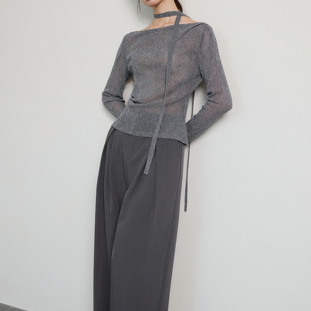 sequin sheer top　L0321