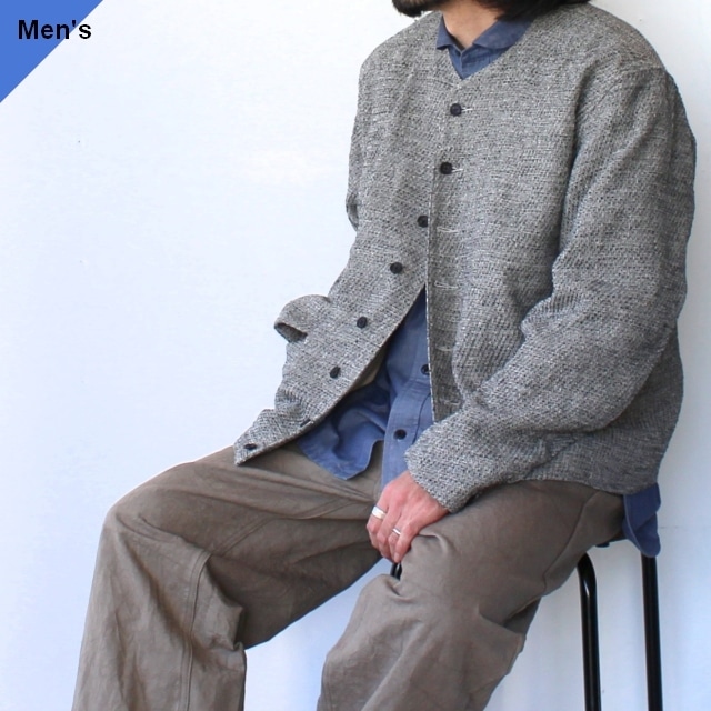 HAVERSACK リネンシルクツイードノーカラージャケット Linen silk tweed collarless jacket