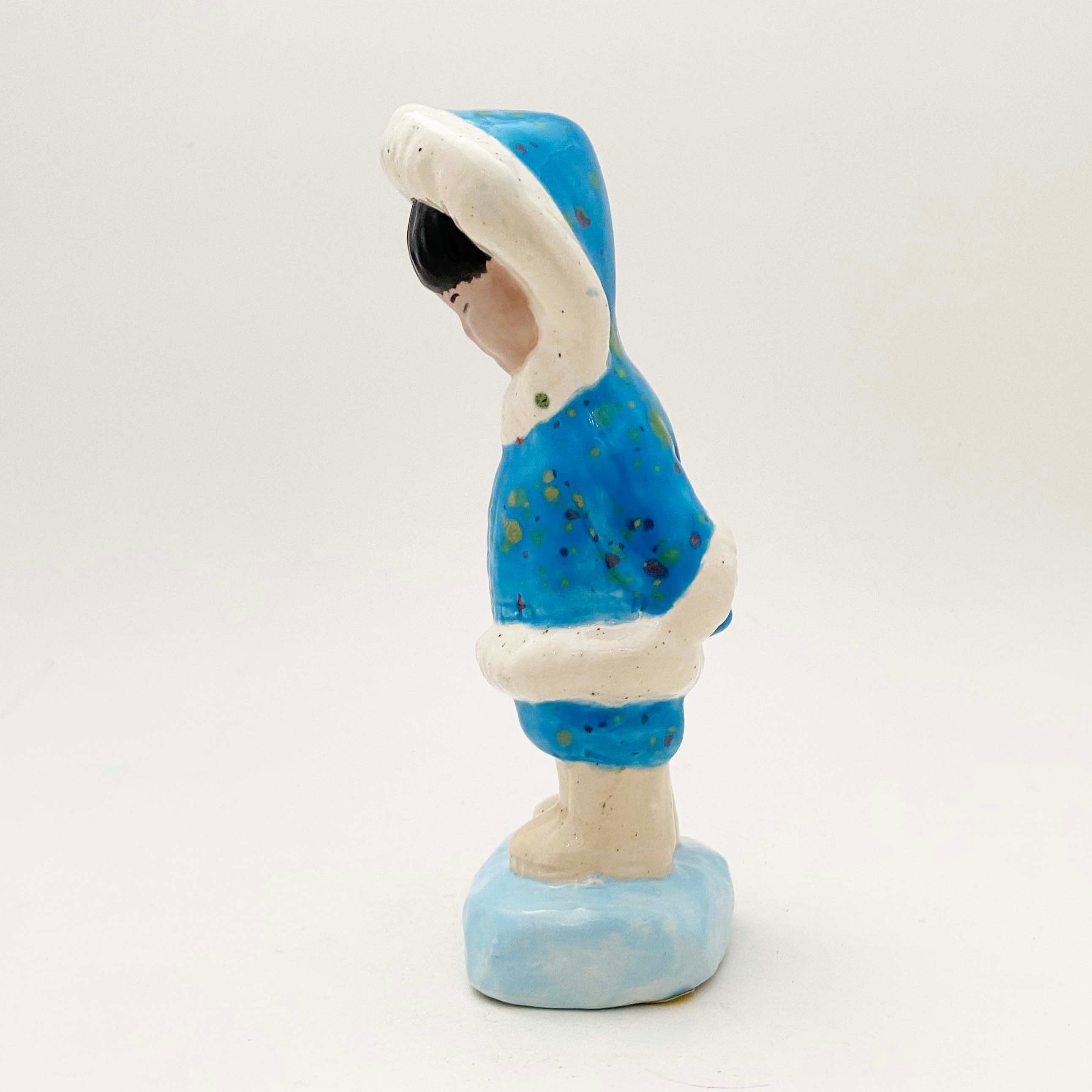 陶器のエスキモーの少年（アラスカ土産）