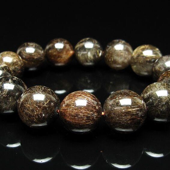 ルチルクォーツ ブレスレット 16mm ブロンズルチル ブレス 一点物 111-50831