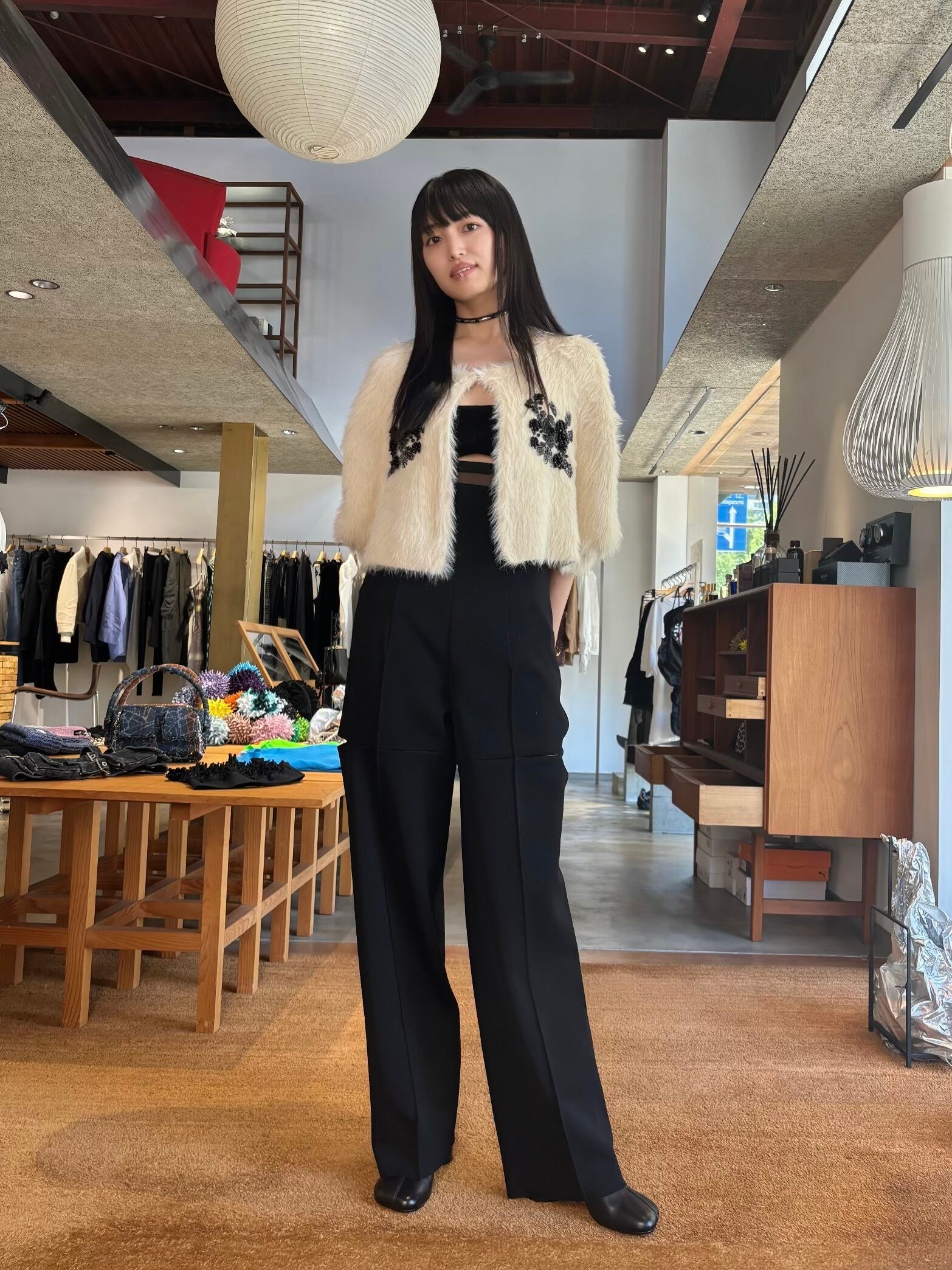 24AW】FETICO フェティコ / FUR KNIT BEAD EMBROIDERED BOLERO | TRENT