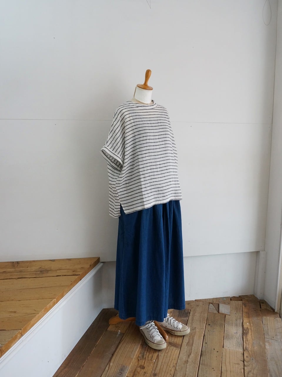 NATURAL LAUNDRY ナチュラルランドリー 先染めリネン ドルマンT