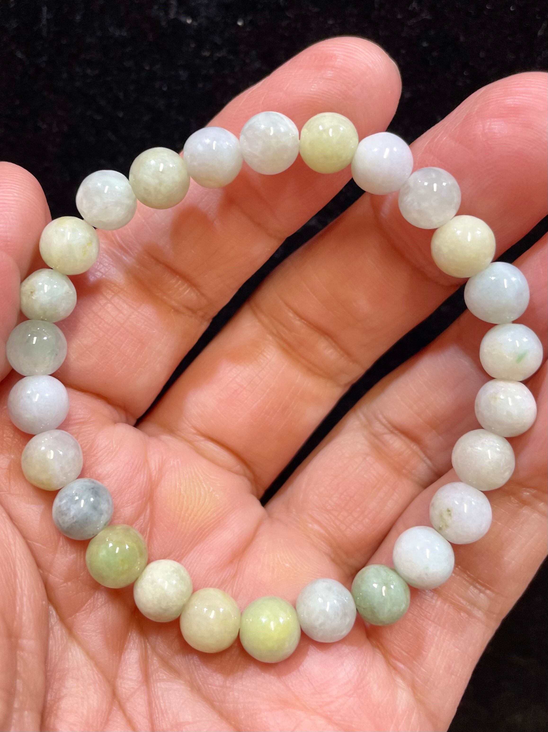 8) 繁栄・長寿・幸福・開花・安定!ハイクオリティ・ミャンマー産「翡翠」ブレスレットAAA(7〜7.5mm)