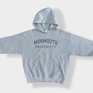 【GILDAN】カレッジロゴ モンマス大学 MONMOUTH UNIVERSITY  アーチロゴ パーカー ロゴ プリントプルオーバー スウェット フーディー hoodie L us古着