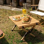 アウトドア 折りたたみ ウッドテーブル 幅62cm ロール天板