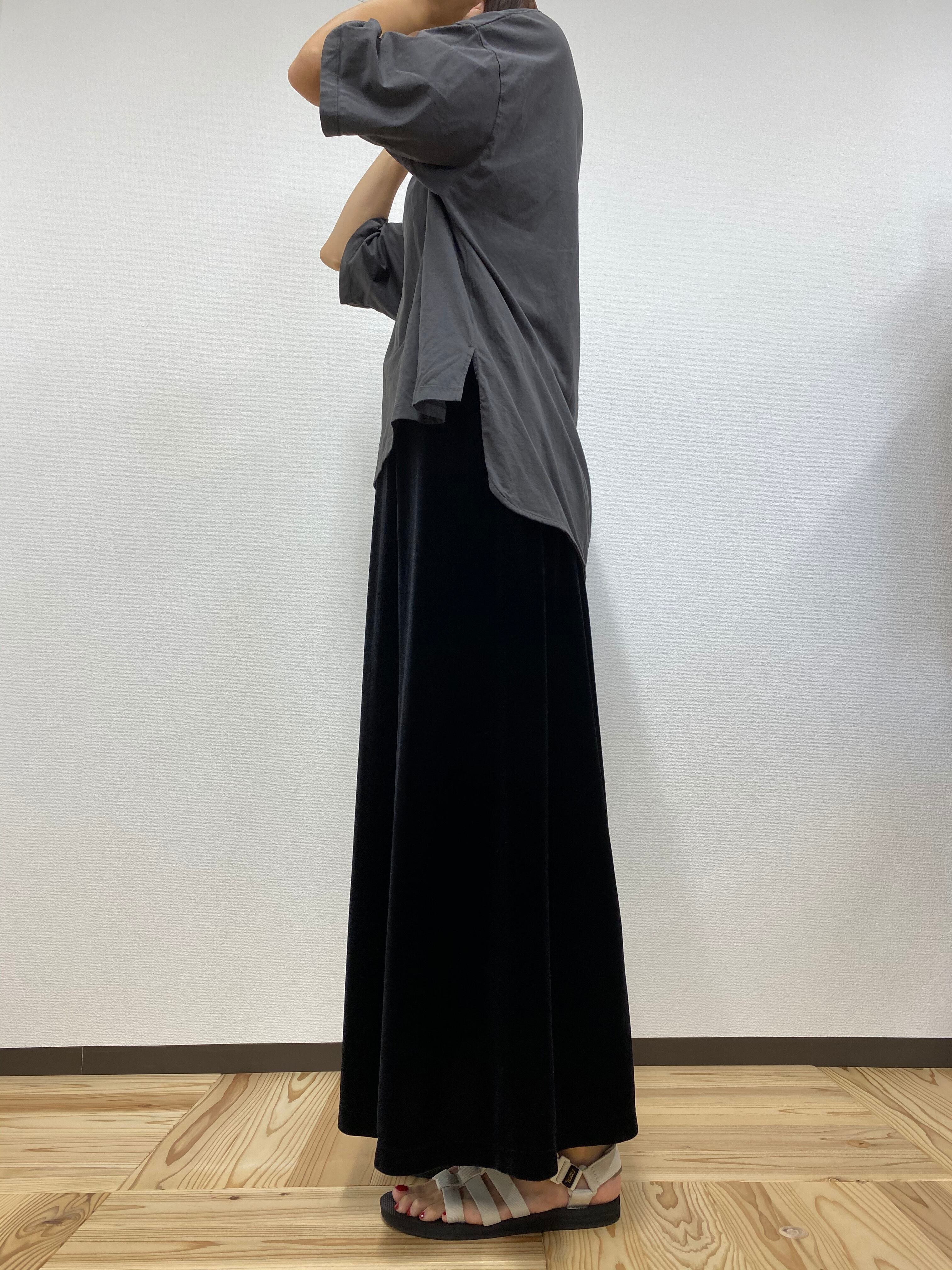 【petit ALEX】velours side slit long skirt