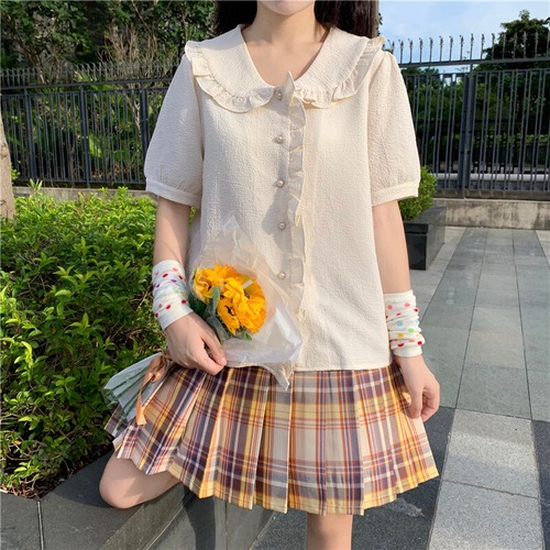 ✞ シャツブラウスソリッド カラー スウィート ガーリー ソリッドカラー ✞ゴスロリ SM ミリ 甘ロリ クラロリ 和ロリ エレガント 黒ロリ 姫ロリ 華ロリ BB-BB3718016